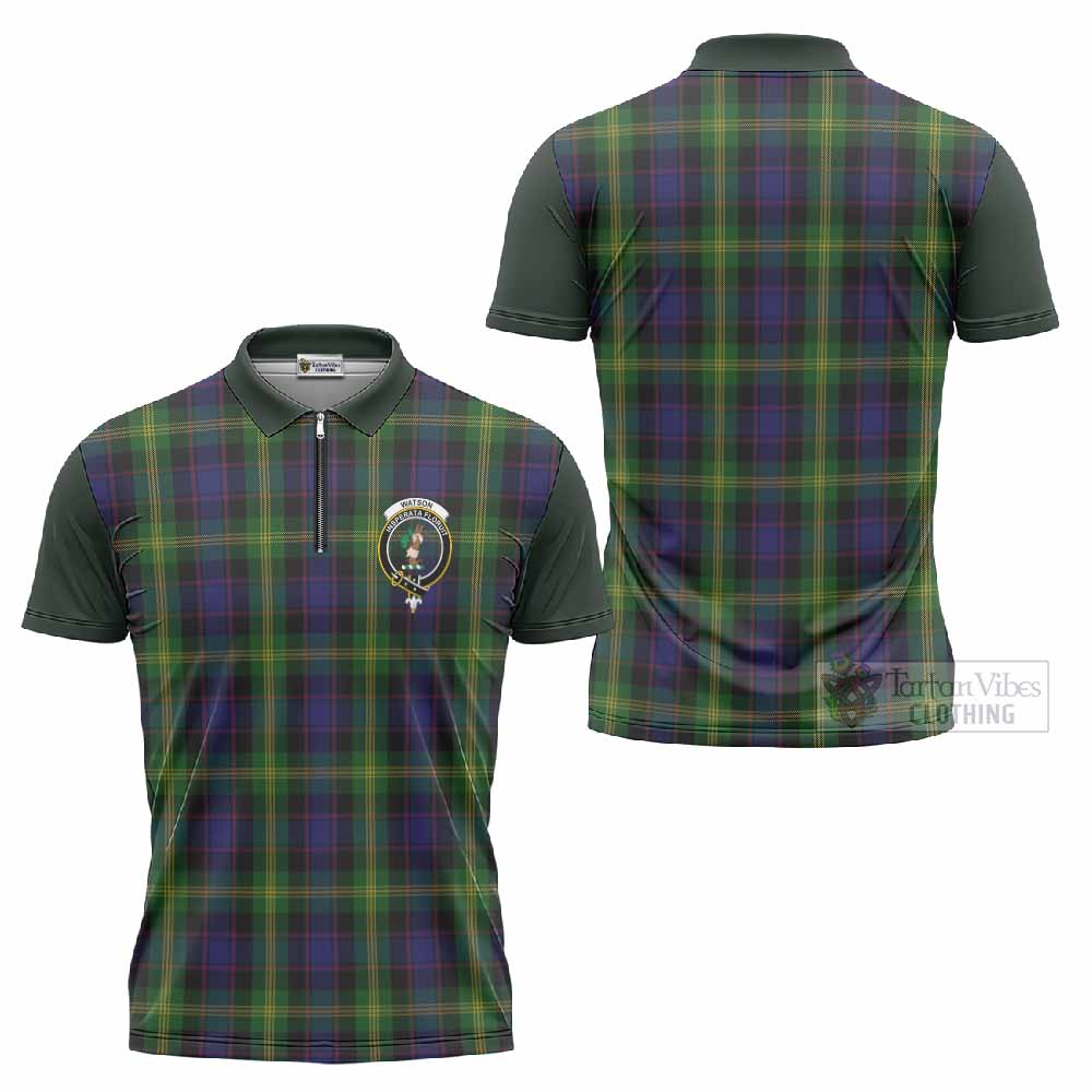 Watson Tartan Accent Zipper Polo Shirt with Family Crest