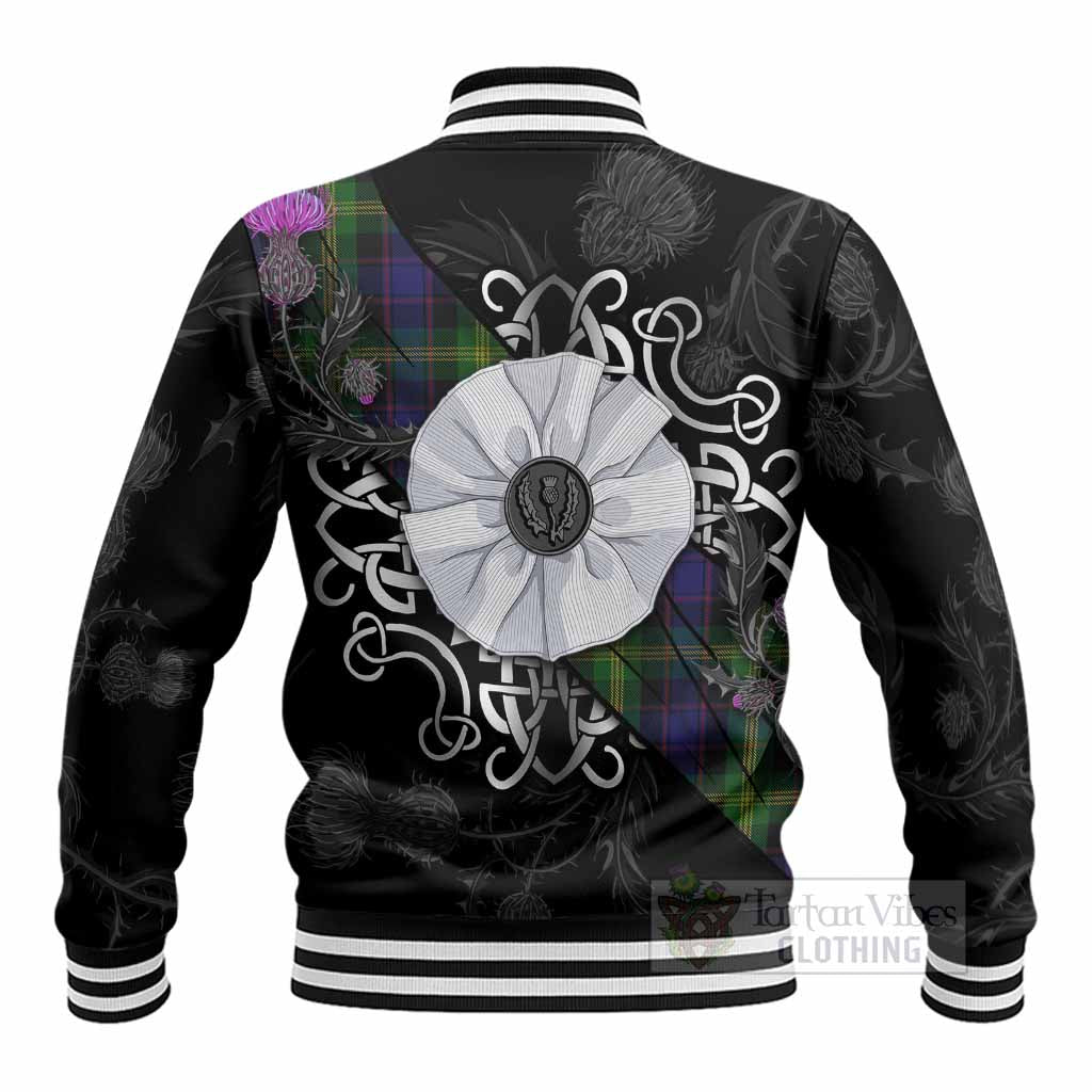 Watson Tartan Baseball Jacket Jacobite White Rose - Tartan Vibes Clothing