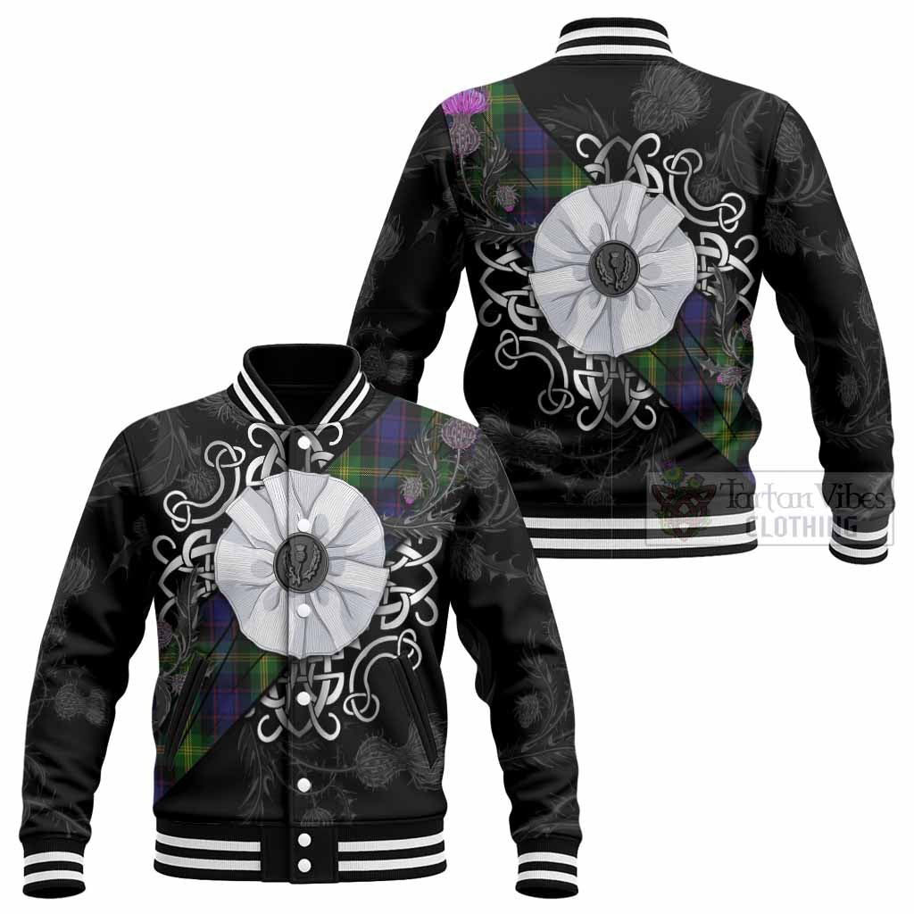Watson Tartan Baseball Jacket Jacobite White Rose - Tartan Vibes Clothing