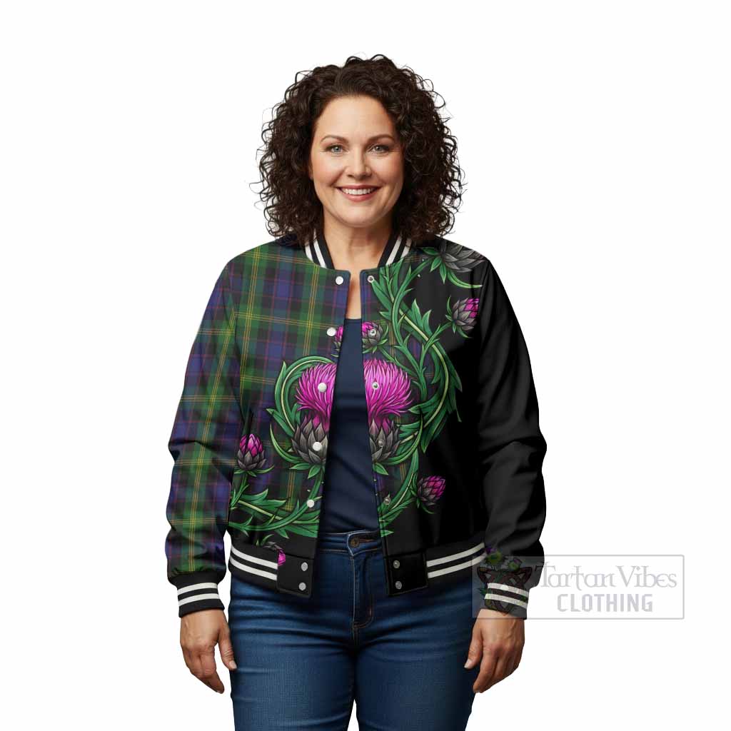 Watson Tartan Baseball Jacket Resilient Scottish Thistle - Tartan Vibes Clothing