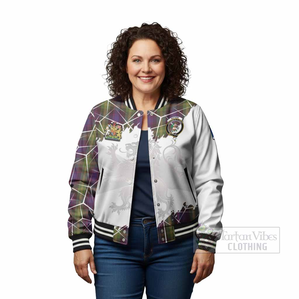 Watson Tartan Baseball Jacket with Family Crest and Lion Rampant Grunge Style