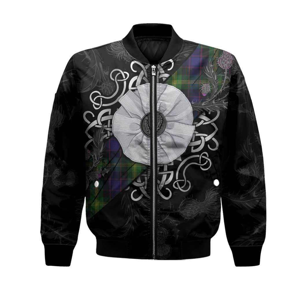 Watson Tartan Bomber Jacket Jacobite White Rose Unisex Black - Tartan Vibes Clothing