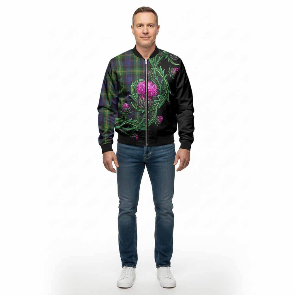 Watson Tartan Bomber Jacket Resilient Scottish Thistle - Tartan Vibes Clothing