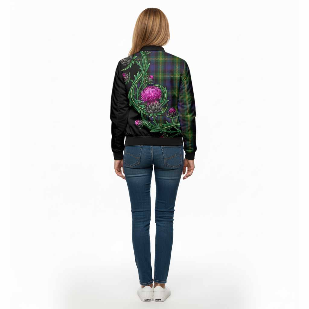 Watson Tartan Bomber Jacket Resilient Scottish Thistle - Tartan Vibes Clothing