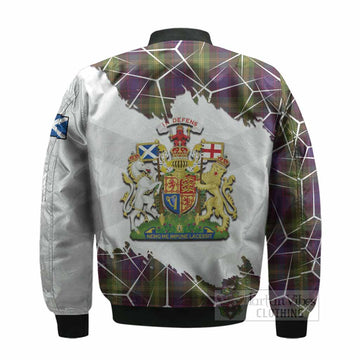 Watson Tartan Bomber Jacket with Family Crest and Lion Rampant Grunge Style