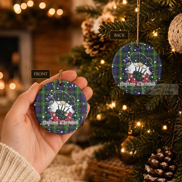 Watson Tartan Ceramic Circle Ornament Gnome Bagpiper - Chistmas Tree Decor - Tartan Vibes Clothing