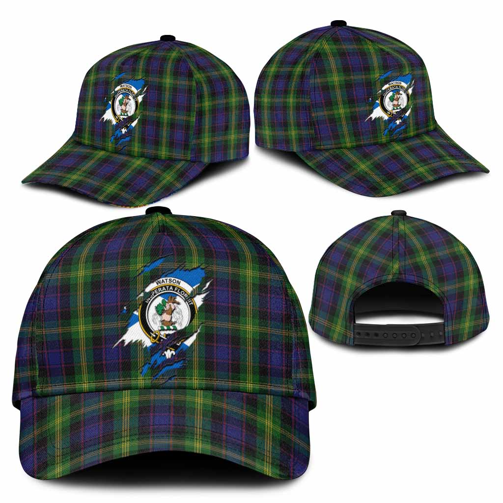 Watson Tartan Classic Cap with Family Crest In Me Style