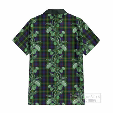 Watson Tartan Cotton Hawaiian Shirt Seamless Scottish Thistle Flowers