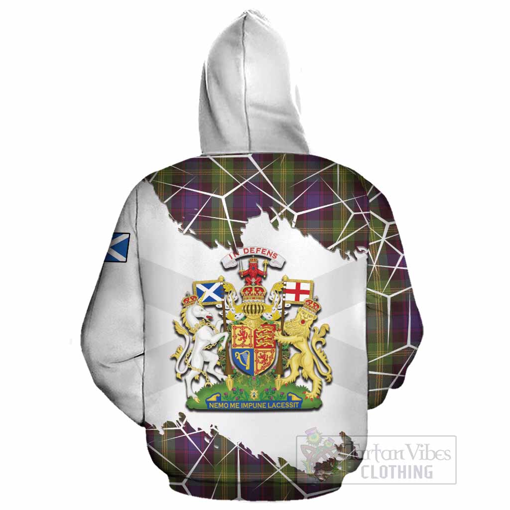 Watson Tartan Cotton Hoodie with Family Crest and Lion Rampant Grunge Style