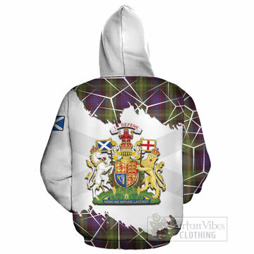 Watson Tartan Cotton Hoodie with Family Crest and Lion Rampant Grunge Style