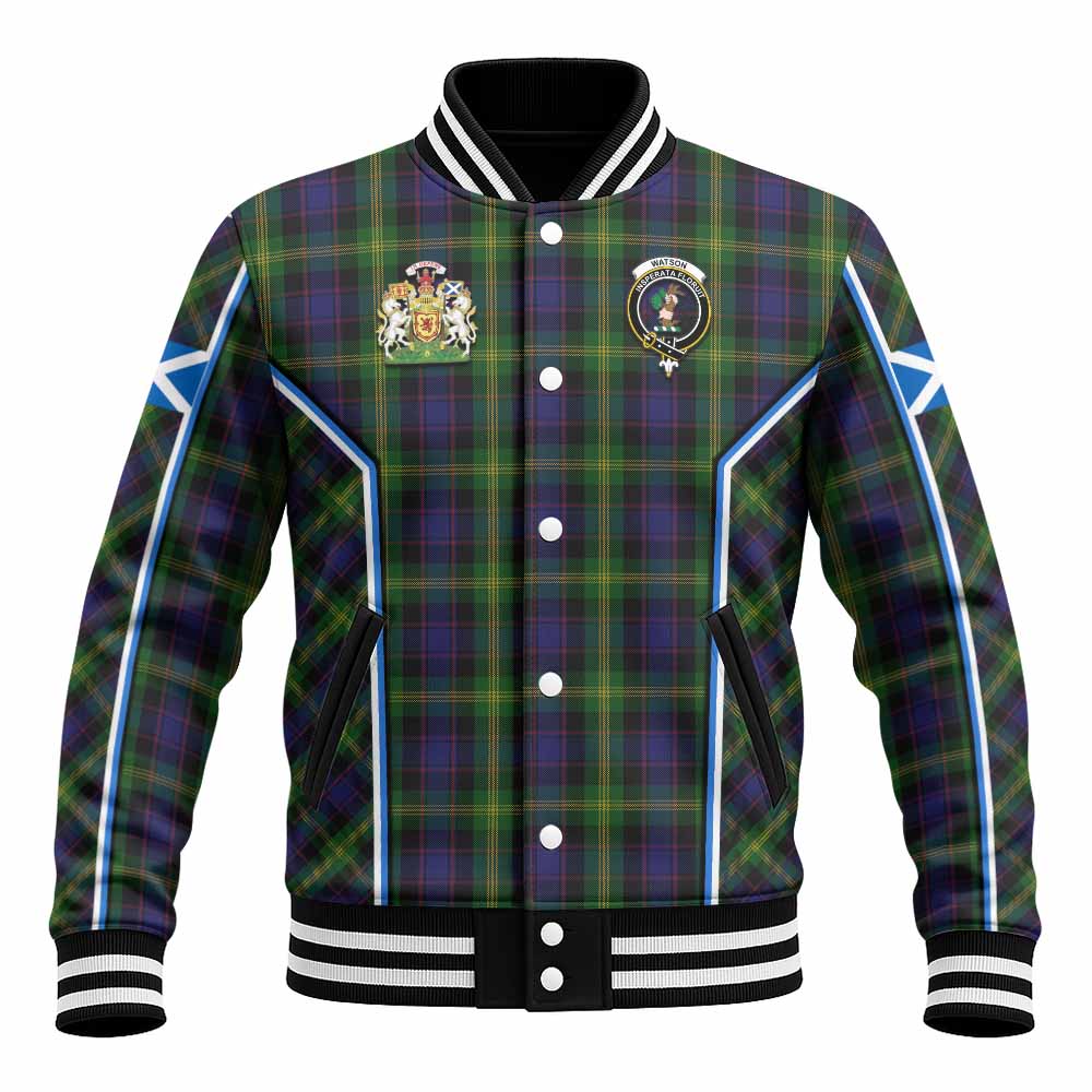 Watson Tartan Crest Baseball Jacket Scotland Coat of Arm Flag Style - Tartan Vibes Clothing