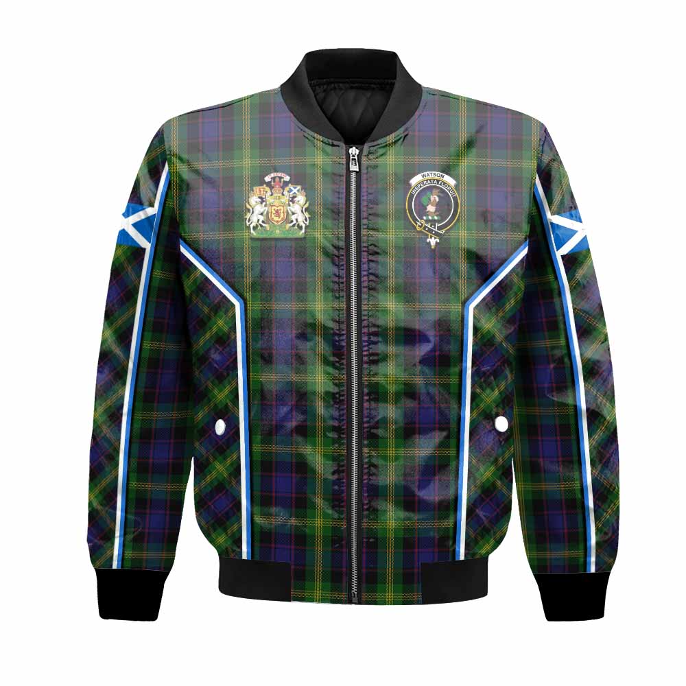 Watson Tartan Crest Bomber Jacket Scotland Coat of Arm Flag Style - Tartan Vibes Clothing