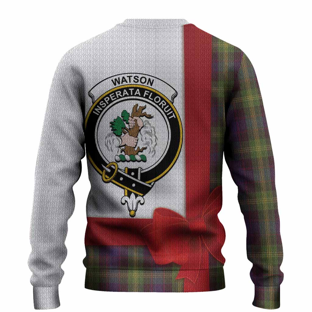 Watson Tartan Crest Christmas Christmas Ugly Sweater Highland Cow Bagpipes Coquette Bow Style