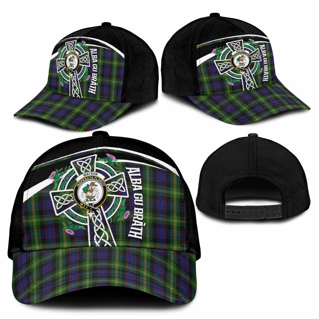 Watson Tartan Crest Classic Cap Scottish Thistle Celtic Cross Alba Gu Brath