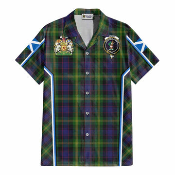 Watson Tartan Crest Cotton Hawaiian Shirt Scotland Coat of Arm Flag Style - Tartan Vibes Clothing