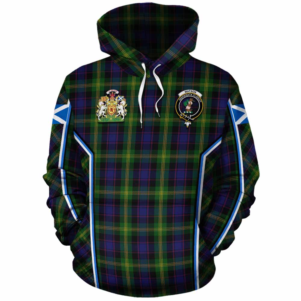 Watson Tartan Crest Cotton Hoodie Scotland Coat of Arm Flag Style - Tartan Vibes Clothing