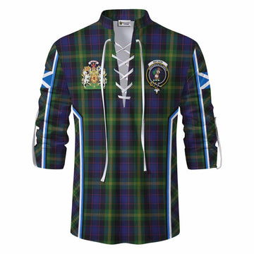 Watson Tartan Crest Ghillie Kilt Shirt Scotland Coat of Arm Flag Style - Tartan Vibes Clothing