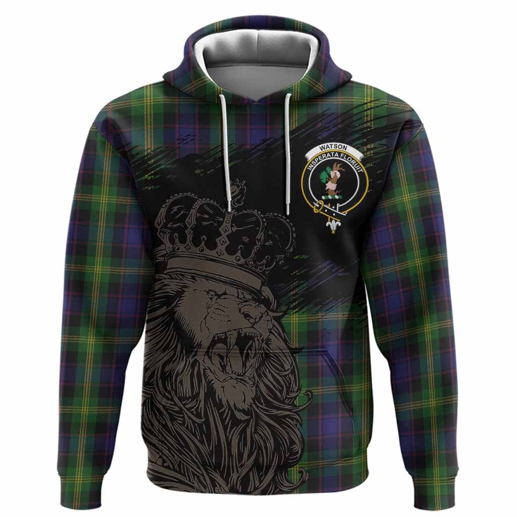Watson Tartan Crest Hoodie Crowned Lion Heritage Style