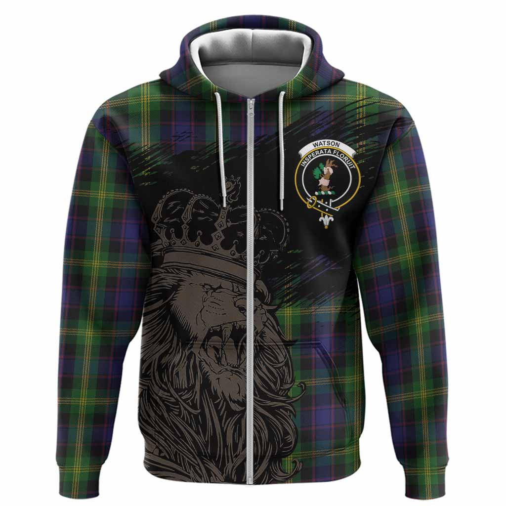 Watson Tartan Crest Hoodie Crowned Lion Heritage Style