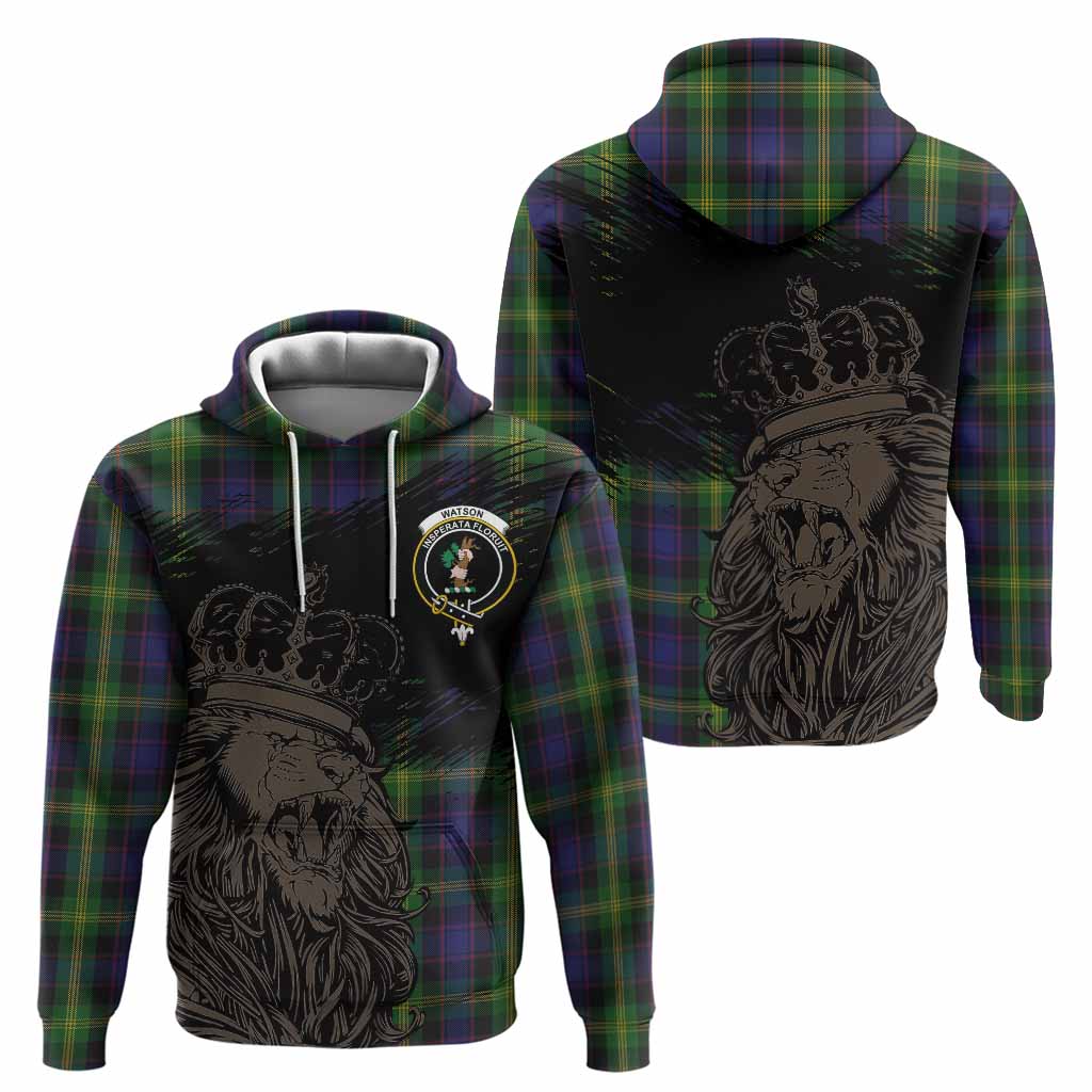 Watson Tartan Crest Hoodie Crowned Lion Heritage Style