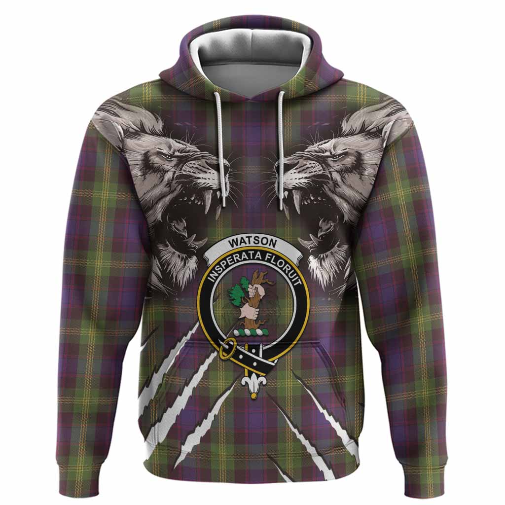 Watson Tartan Crest Hoodie Ferocious Lion Style
