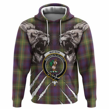 Watson Tartan Crest Hoodie Ferocious Lion Style