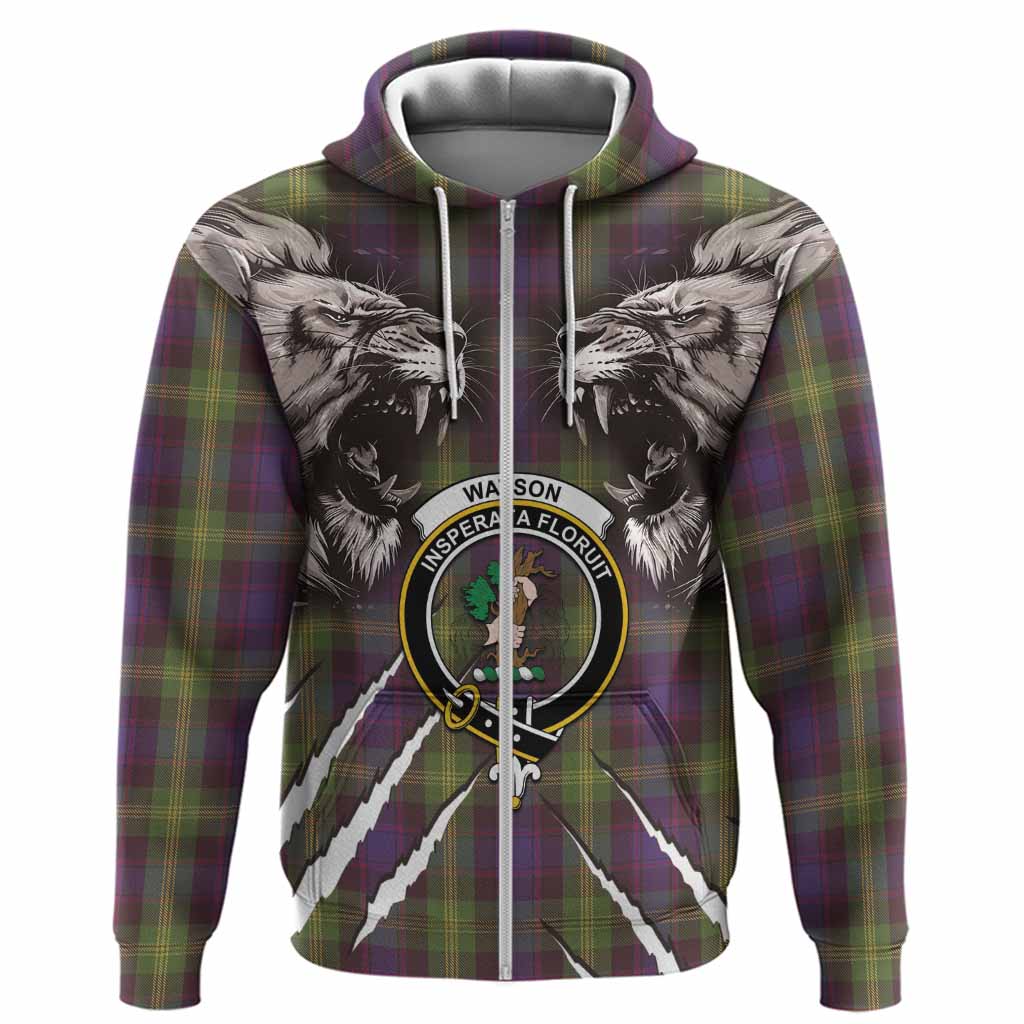 Watson Tartan Crest Hoodie Ferocious Lion Style