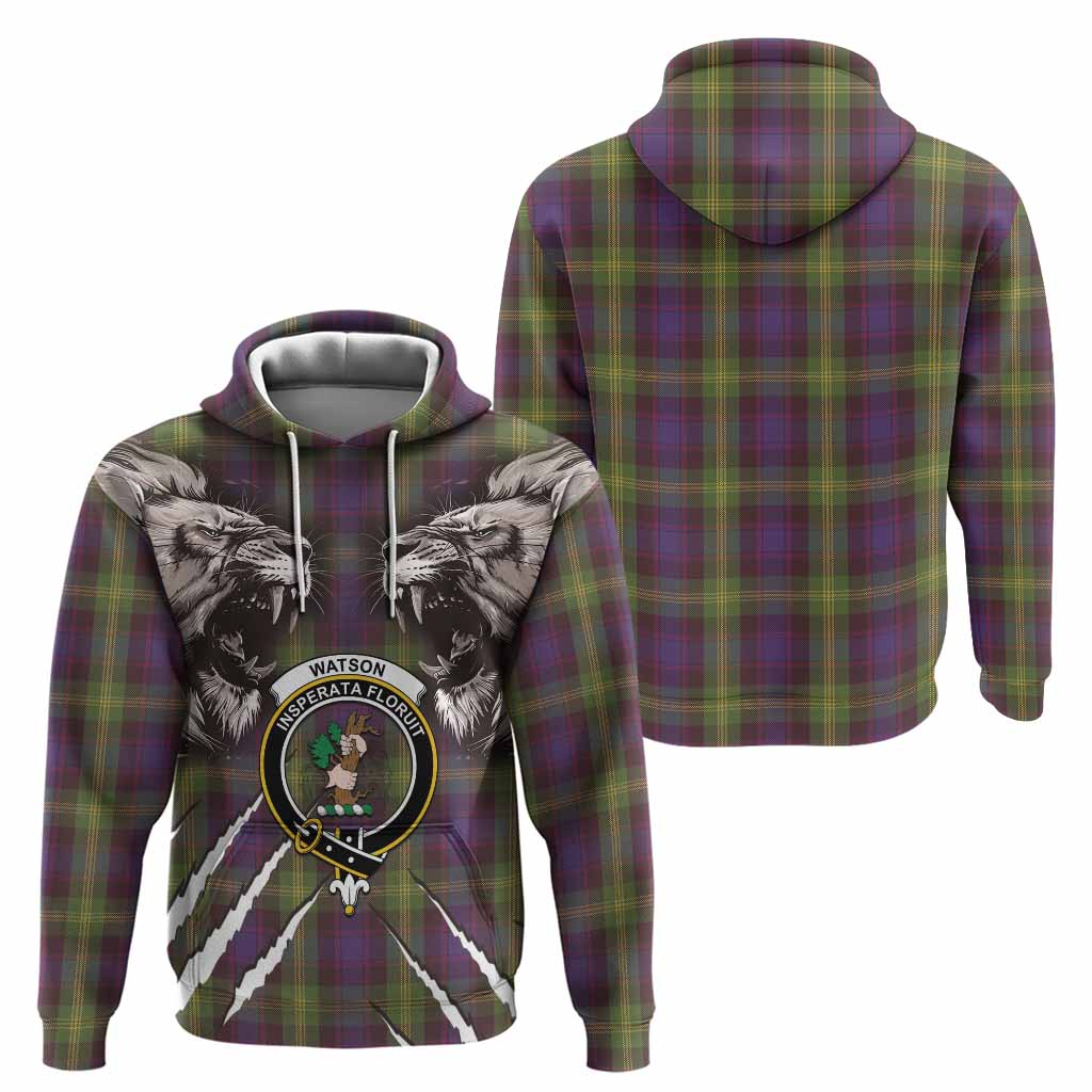 Watson Tartan Crest Hoodie Ferocious Lion Style