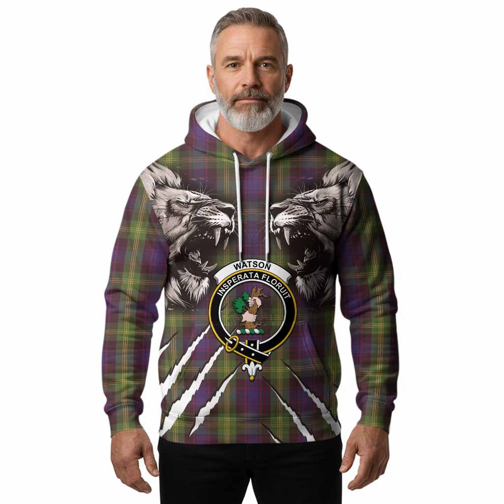 Watson Tartan Crest Hoodie Ferocious Lion Style