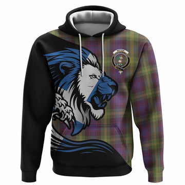 Watson Tartan Crest Hoodie Scottish Golden Lions Wave Flow