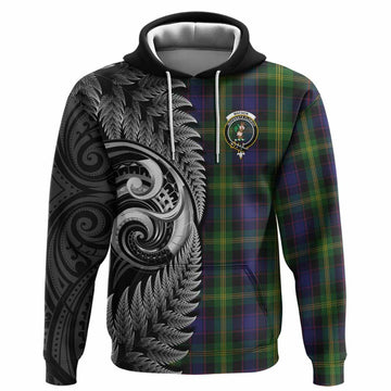 Watson Tartan Crest Hoodie With New Zealand Silver Fern Maori Koru