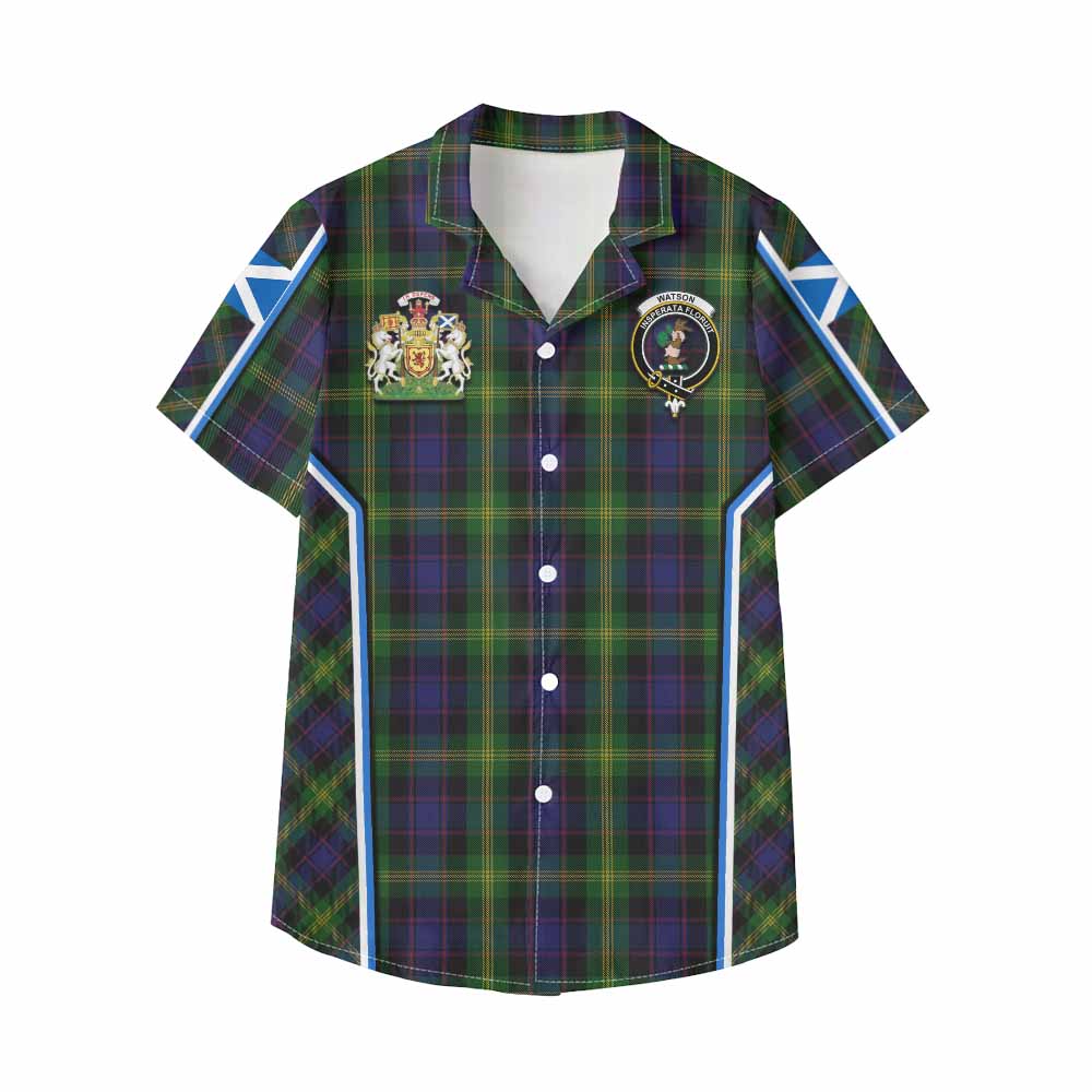 Watson Tartan Crest Kid Hawaiian Shirt Scotland Coat of Arm Flag Style - Tartan Vibes Clothing