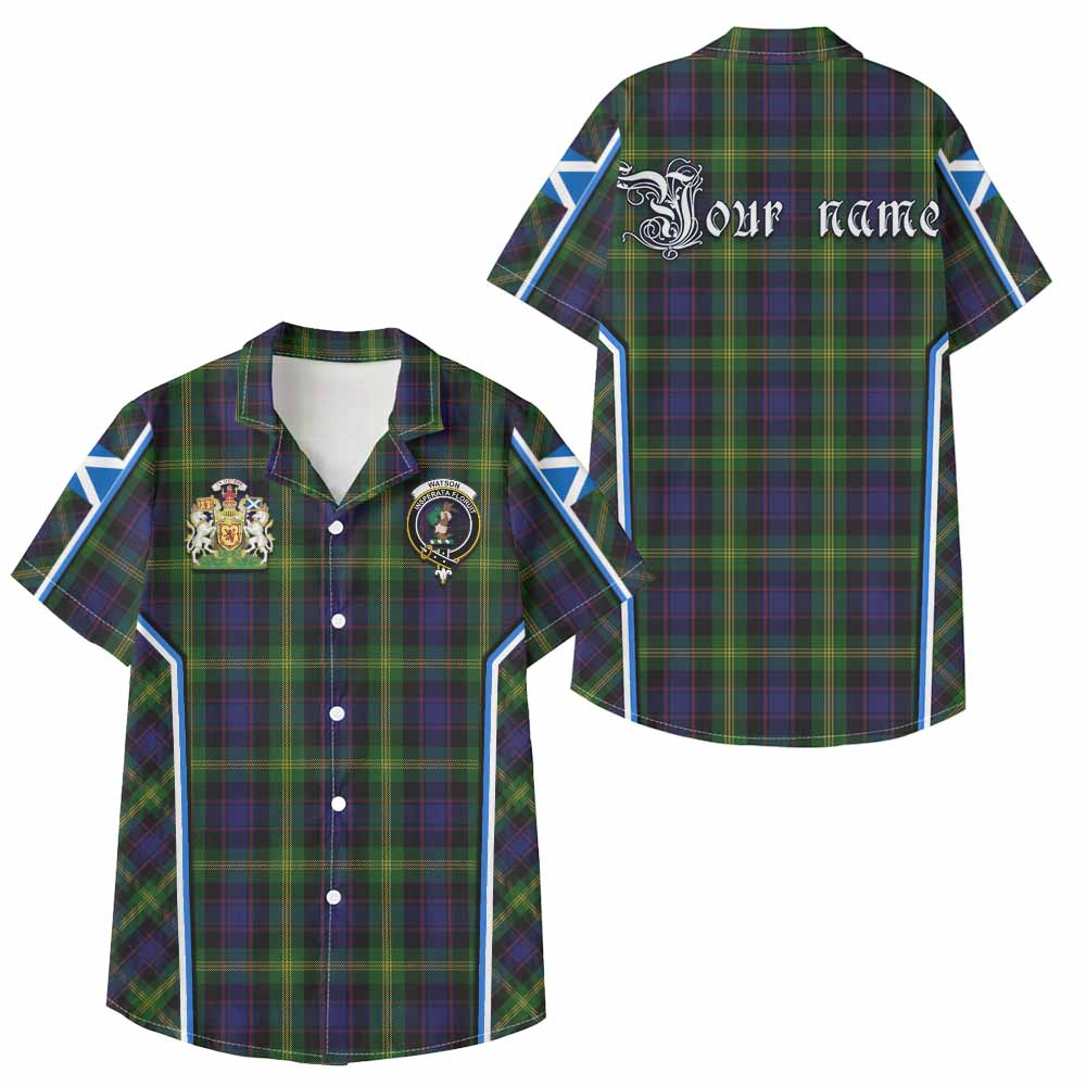 Watson Tartan Crest Kid Hawaiian Shirt Scotland Coat of Arm Flag Style - Tartan Vibes Clothing