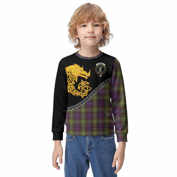 Watson Tartan Crest Kid Knitted Sweatshirt Legendary Dragon Knot Half Style