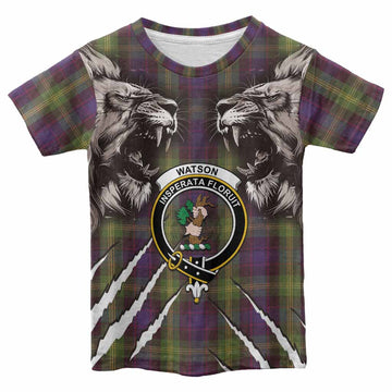 Watson Tartan Crest Kid T-shirt Ferocious Lion Style