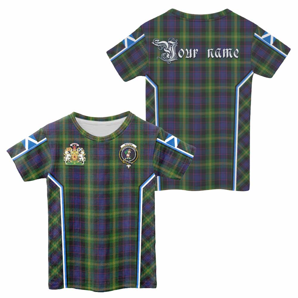 Watson Tartan Crest Kid T-shirt Scotland Coat of Arm Flag Style - Tartan Vibes Clothing