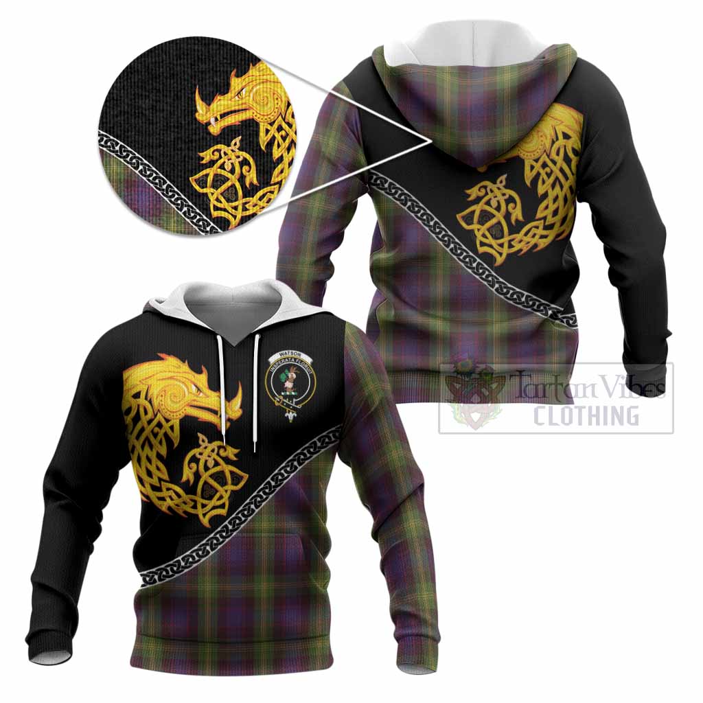 Watson Tartan Crest Knitted Hoodie Legendary Dragon Knot Half Style