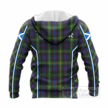 Watson Tartan Crest Knitted Hoodie Scotland Coat of Arm Flag Style