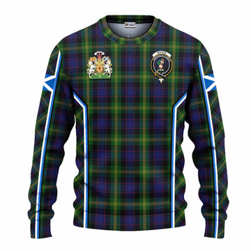 Watson Tartan Crest Knitted Sweater Scotland Coat of Arm Flag Style