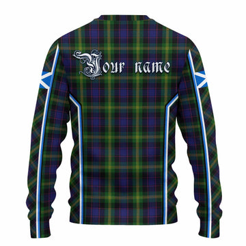 Watson Tartan Crest Knitted Sweater Scotland Coat of Arm Flag Style