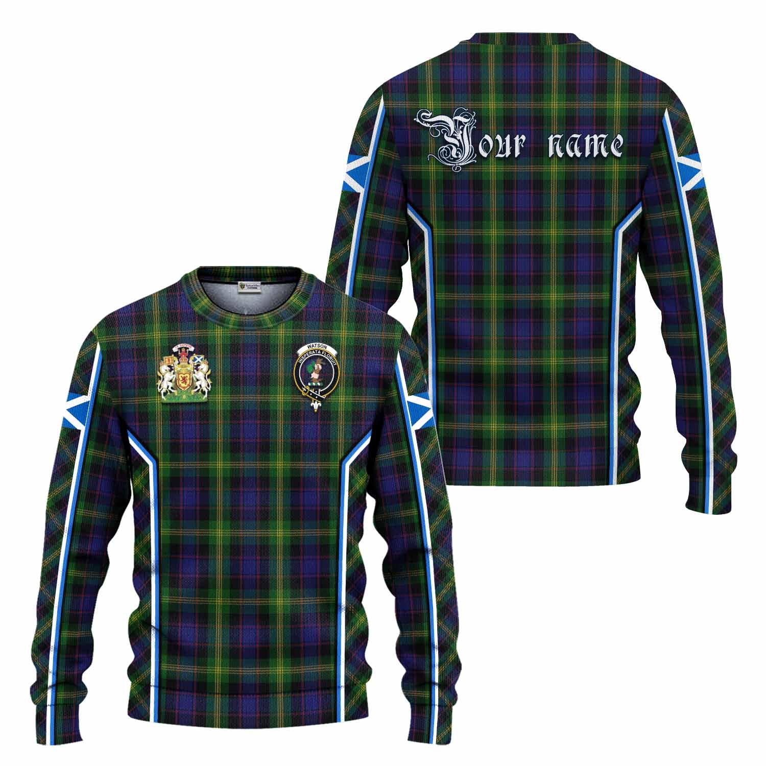 Watson Tartan Crest Knitted Sweater Scotland Coat of Arm Flag Style - Tartan Vibes Clothing