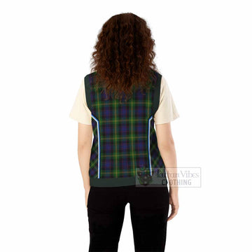 Watson Tartan Crest Knitted V-Neck Vest Scotland Coat of Arm Flag Style