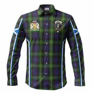 Watson Tartan Crest Long Sleeve Button Shirts Scotland Coat of Arm Flag Style