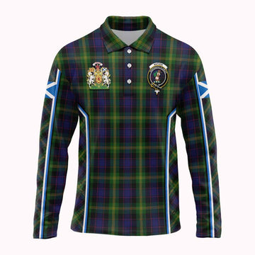 Watson Tartan Crest Long Sleeve Polo Shirt Scotland Coat of Arm Flag Style - Tartan Vibes Clothing