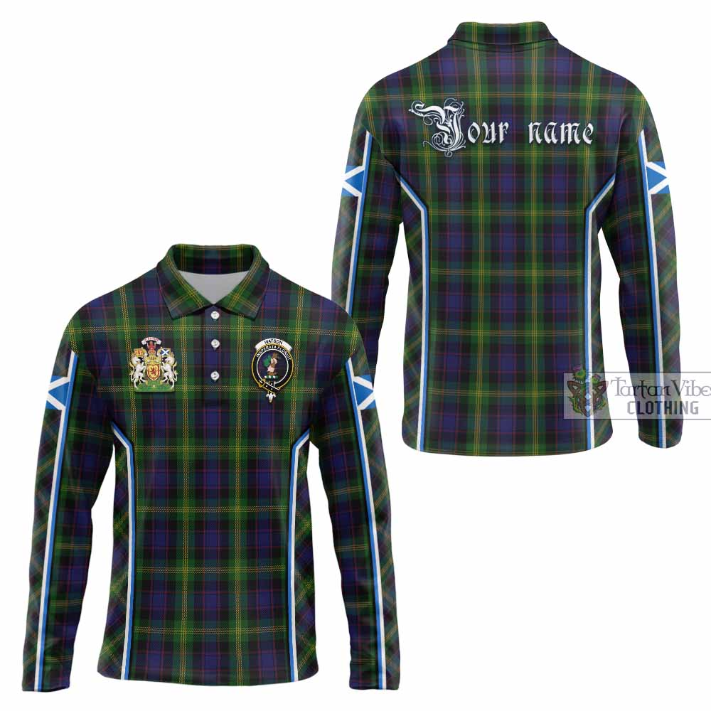 Watson Tartan Crest Long Sleeve Polo Shirt Scotland Coat of Arm Flag Style - Tartan Vibes Clothing
