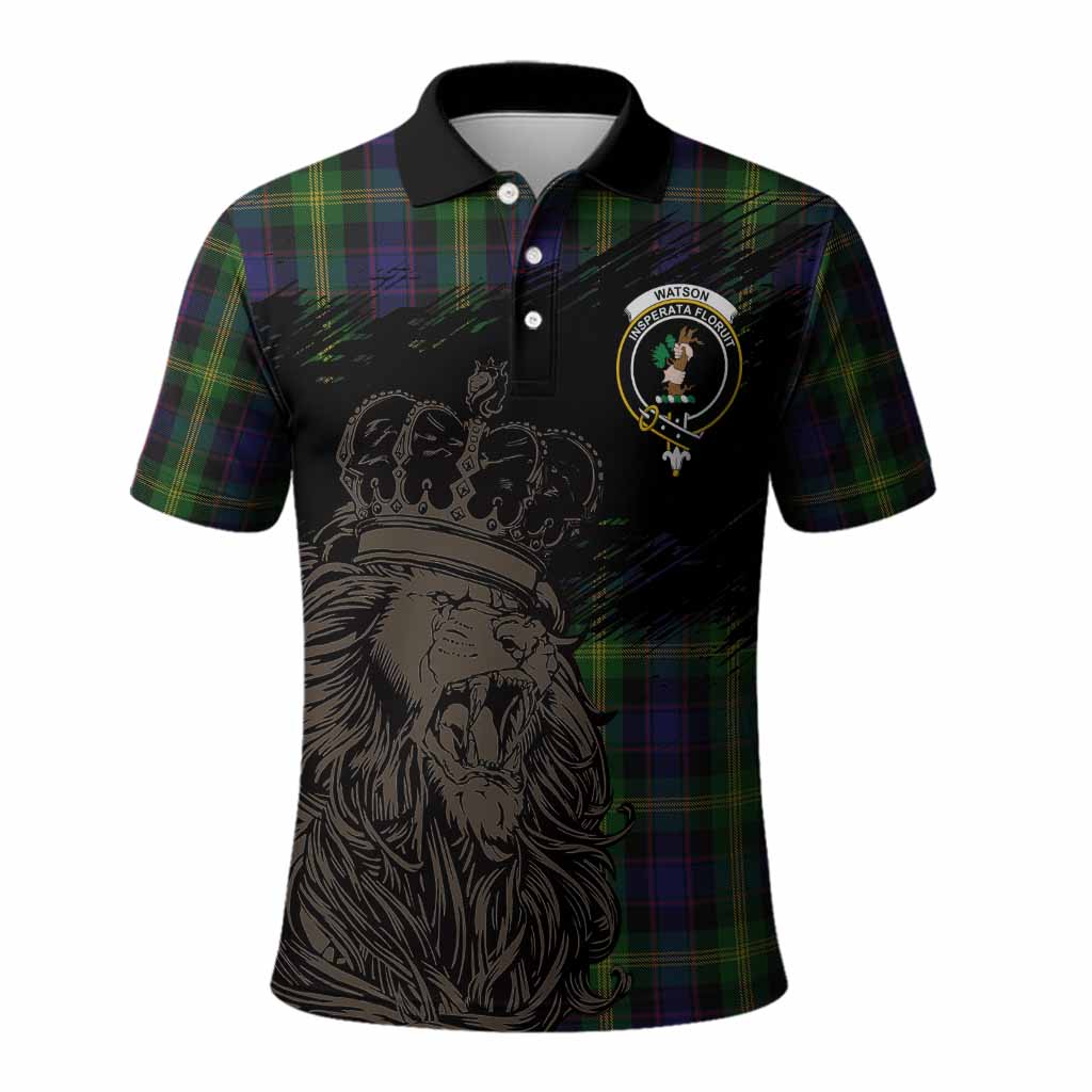 Watson Tartan Crest Polo Shirt Crowned Lion Heritage Style
