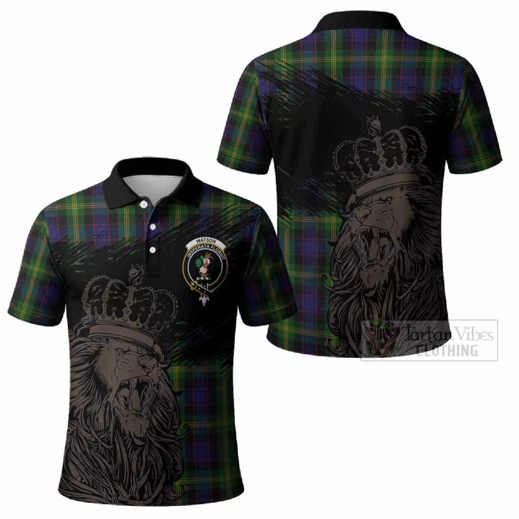 Watson Tartan Crest Polo Shirt Crowned Lion Heritage Style
