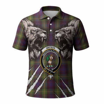 Watson Tartan Crest Polo Shirt Ferocious Lion Style