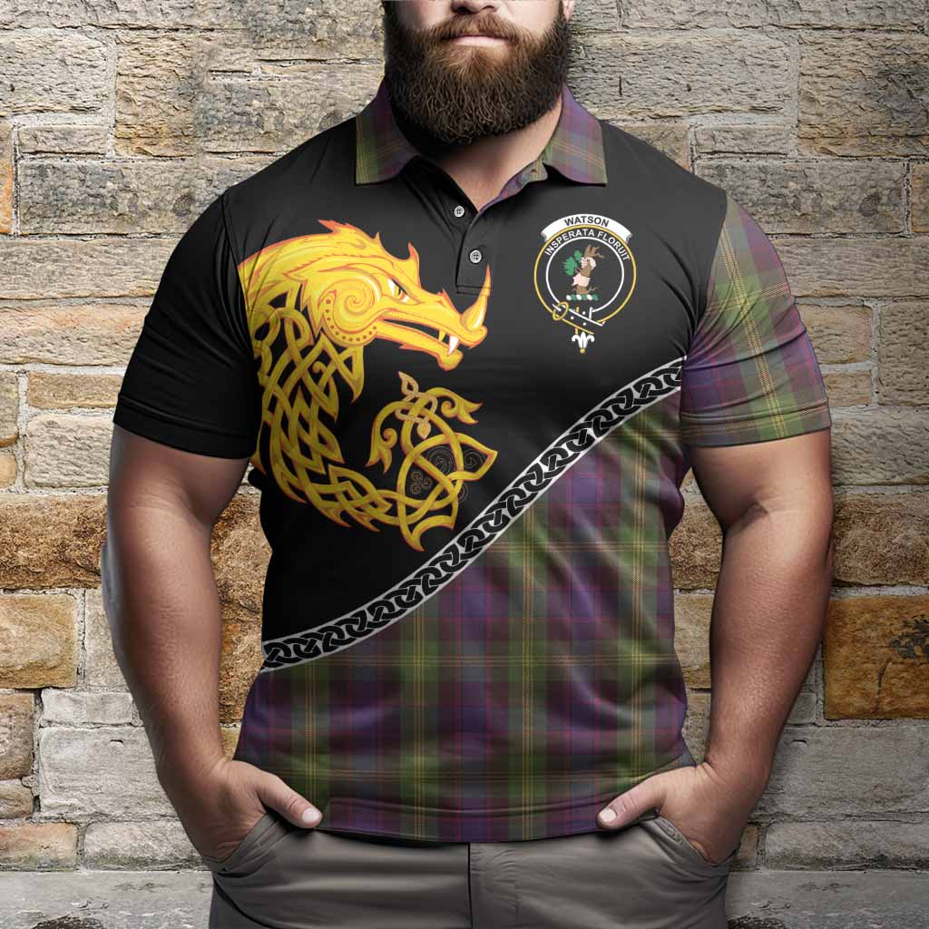 Watson Tartan Crest Polo Shirt Legendary Dragon Knot Half Style