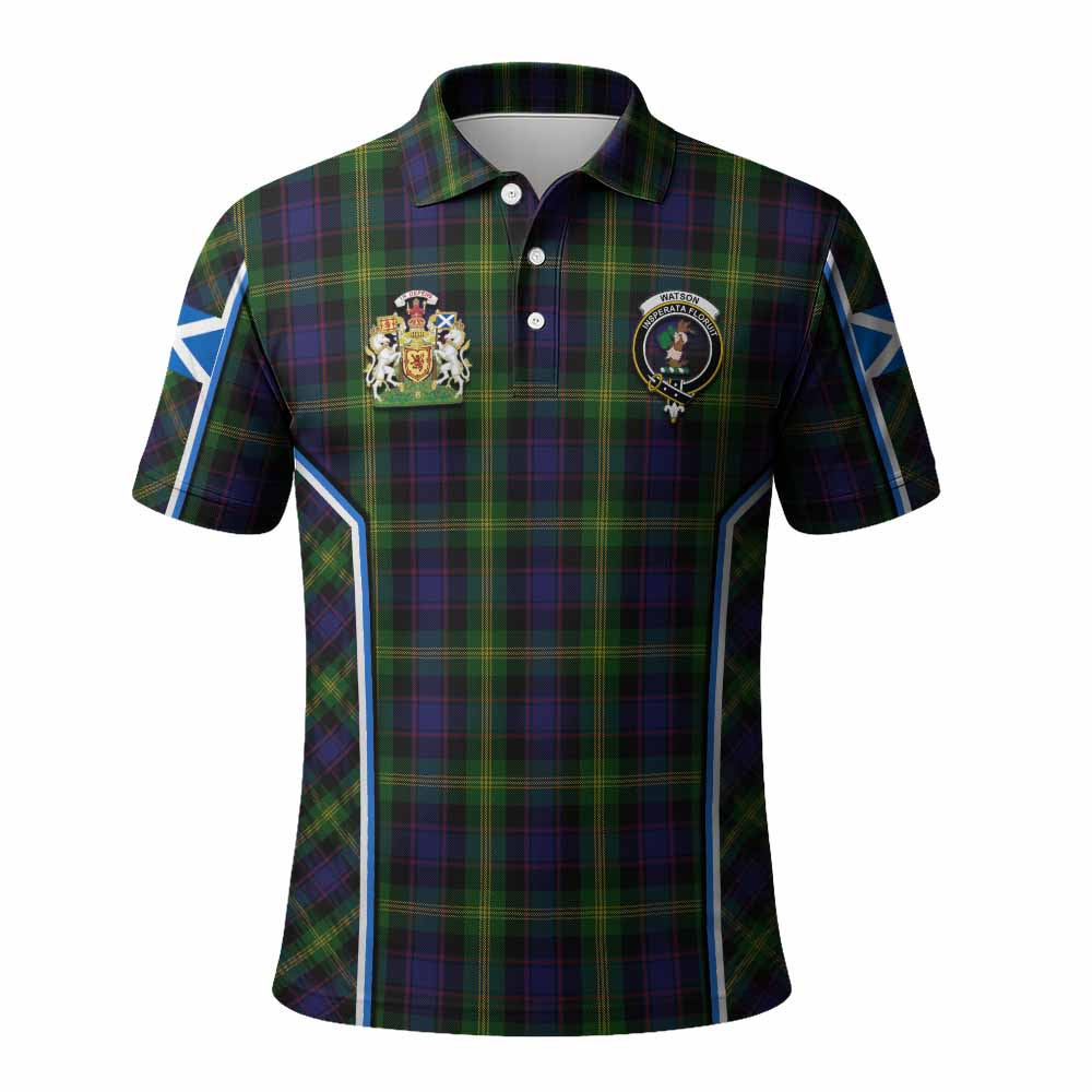 Watson Tartan Crest Polo Shirt Scotland Coat of Arm Flag Style - Tartan Vibes Clothing